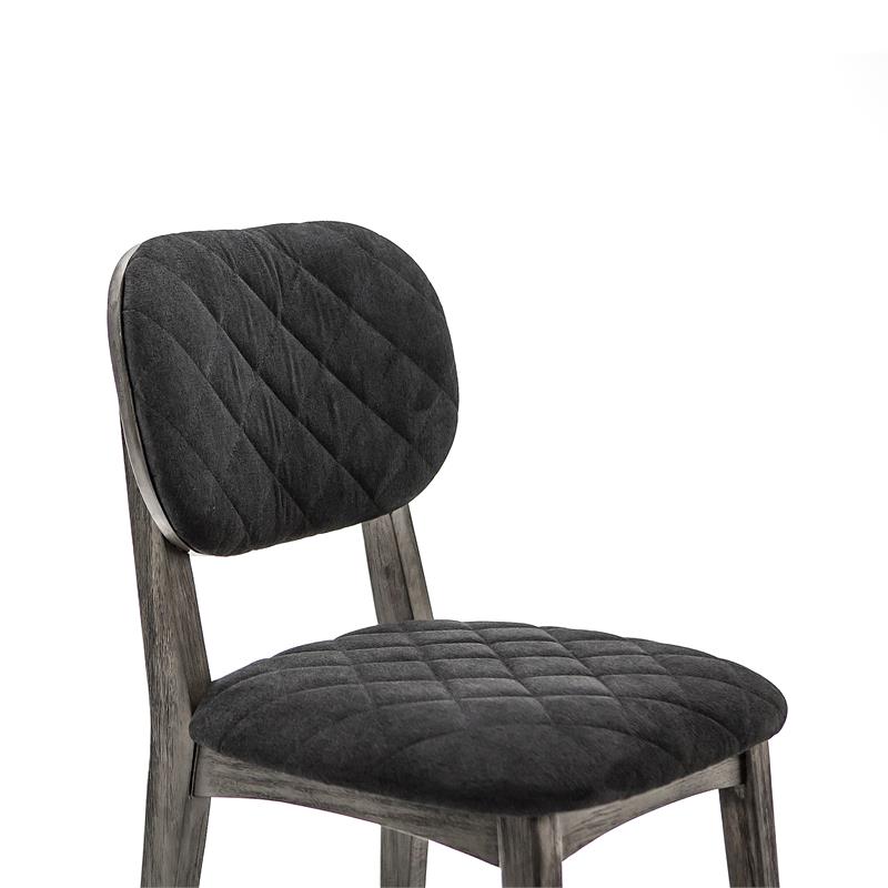 Armen Living Katelyn Fabric/Wood Dining Chair in Midnight Black/Gray (Set of 2)