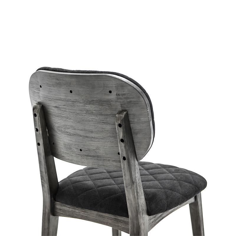 Armen Living Katelyn Fabric/Wood Dining Chair in Midnight Black/Gray (Set of 2)