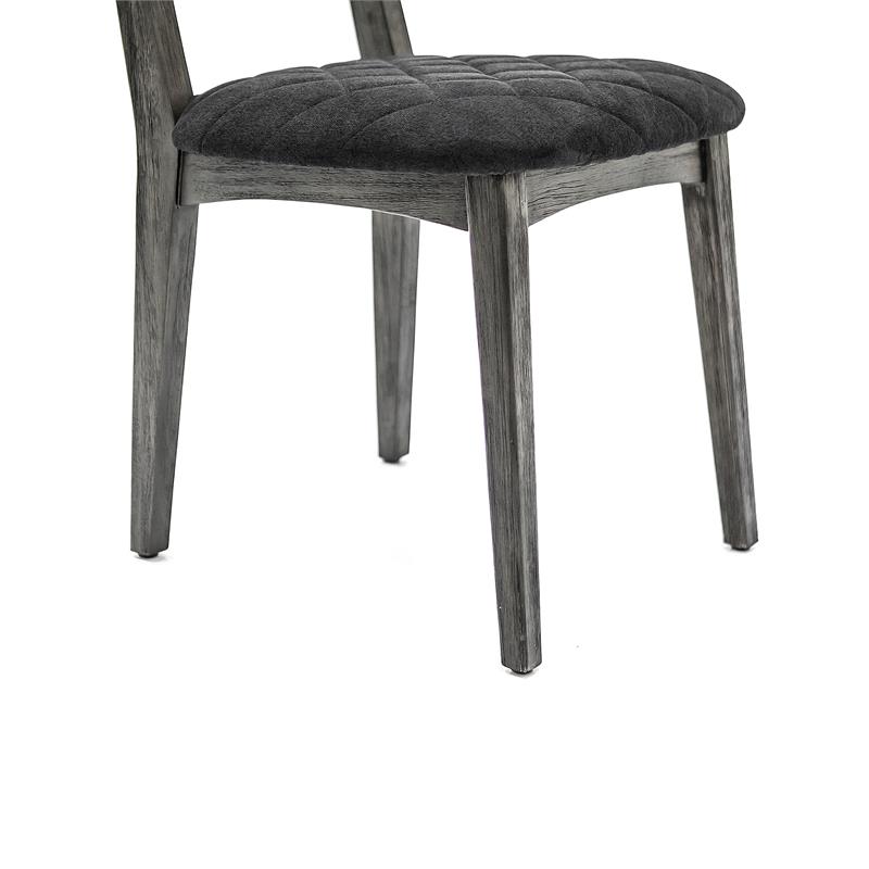 Armen Living Katelyn Fabric/Wood Dining Chair in Midnight Black/Gray (Set of 2)