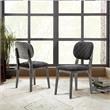 Armen Living Katelyn Fabric/Wood Dining Chair in Midnight Black/Gray (Set of 2)