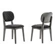 Armen Living Katelyn Fabric/Wood Dining Chair in Midnight Black/Gray (Set of 2)