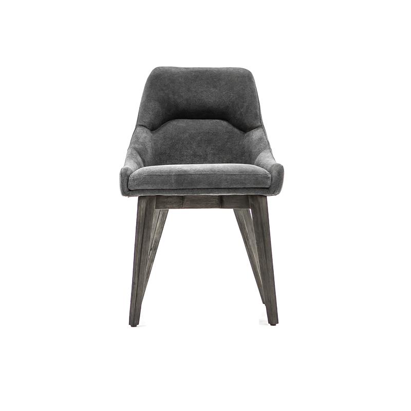 Armen Living Lileth River Fabric & Wood Dining Chair in Gray (Set of 2)