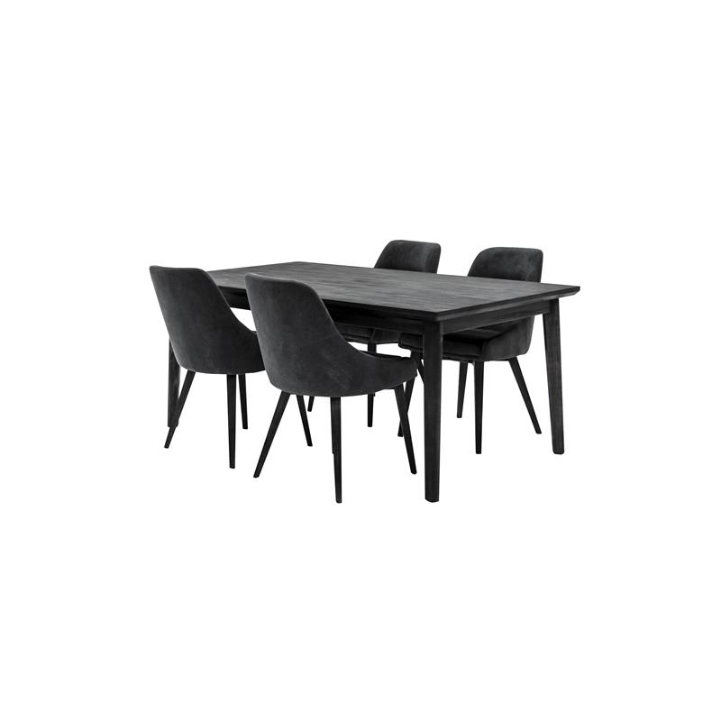 Armen Living Lileth River Fabric & Wood Dining Chair in Gray (Set of 2)