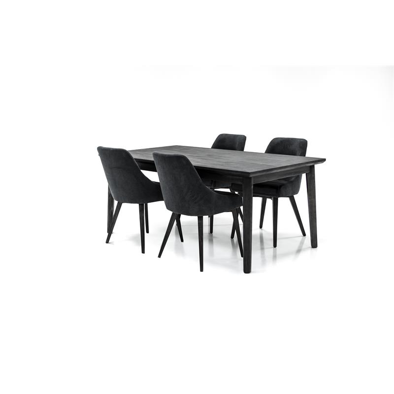 Armen Living Lileth River Fabric & Wood Dining Chair in Gray (Set of 2)