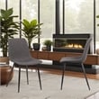 Armen Living Monte Modern Faux Leather & Metal Dining Chair in Charcoal/Black