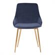 Armen Living Heidi Modern Velvet & Metal Dining Accent Chair in Blue/Gold