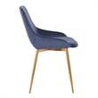 Armen Living Heidi Modern Velvet & Metal Dining Accent Chair in Blue/Gold