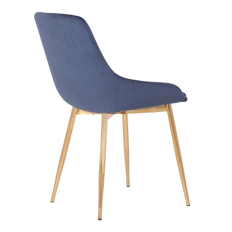 Armen Living Heidi Modern Velvet & Metal Dining Accent Chair in Blue/Gold