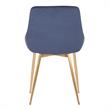 Armen Living Heidi Modern Velvet & Metal Dining Accent Chair in Blue/Gold