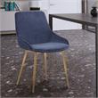 Armen Living Heidi Modern Velvet & Metal Dining Accent Chair in Blue/Gold