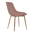 Armen Living Heidi Modern Velvet & Metal Dining Accent Chair in Blush/Gold