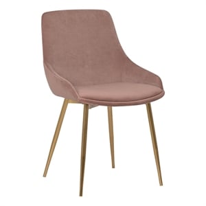 Armen Living Heidi Modern Velvet & Metal Dining Accent Chair in Blush/Gold