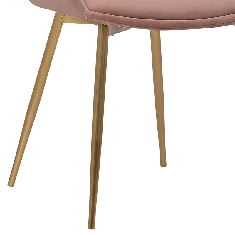 Armen Living Heidi Modern Velvet & Metal Dining Accent Chair in Blush/Gold