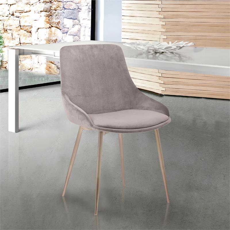 Armen Living Heidi Upholstered Modern Velvet Dining Accent Chair in Gray