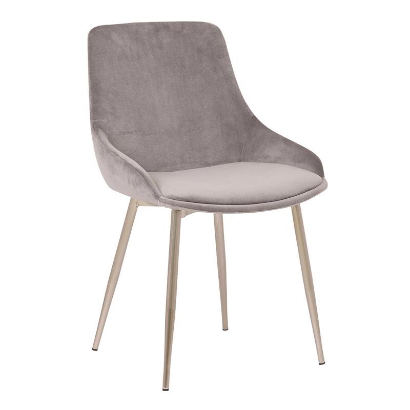 Armen Living Heidi Upholstered Modern Velvet Dining Accent Chair in Gray