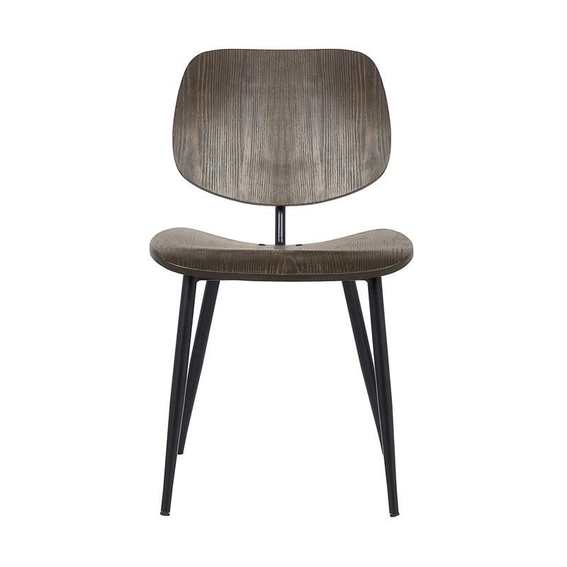 Armen Living Miki Modern Wood Dining Accent Chairs in Black (Set of 2)
