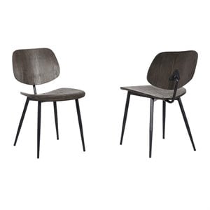 Armen Living Miki Modern Wood Dining Accent Chairs in Black (Set of 2)