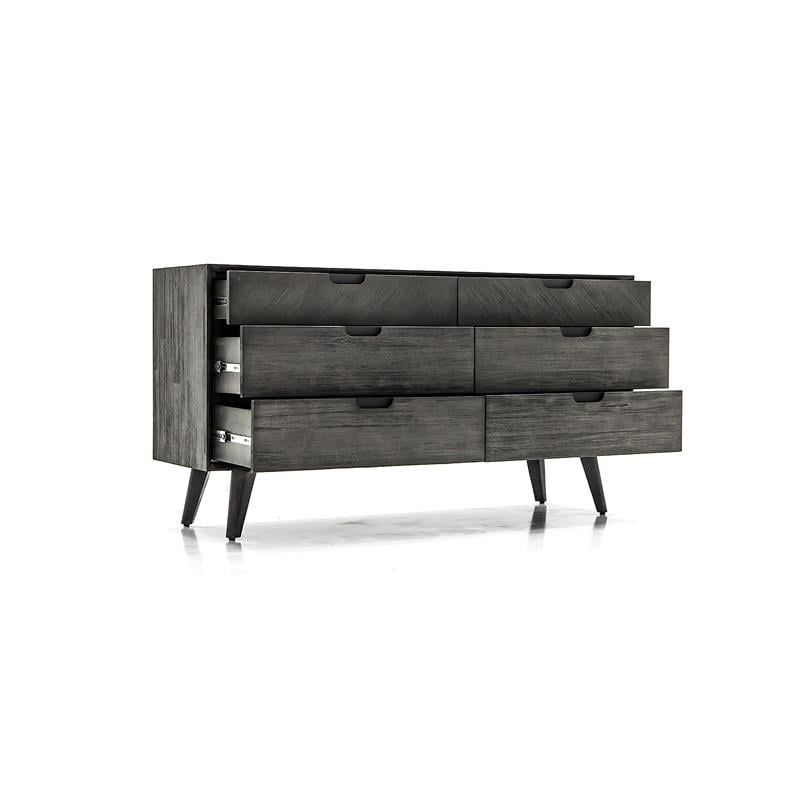 Armen Living Mohave 6-Drawer Mid-Century Wood Dresser in Tundra Gray