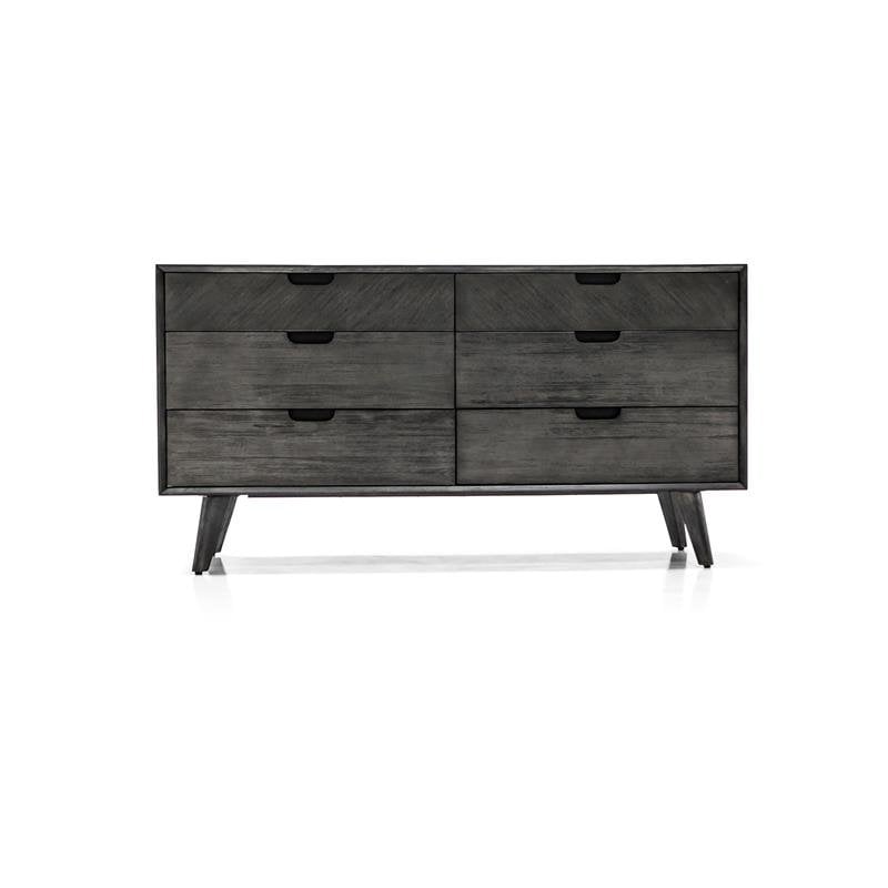 Armen Living Mohave 6-Drawer Mid-Century Wood Dresser in Tundra Gray