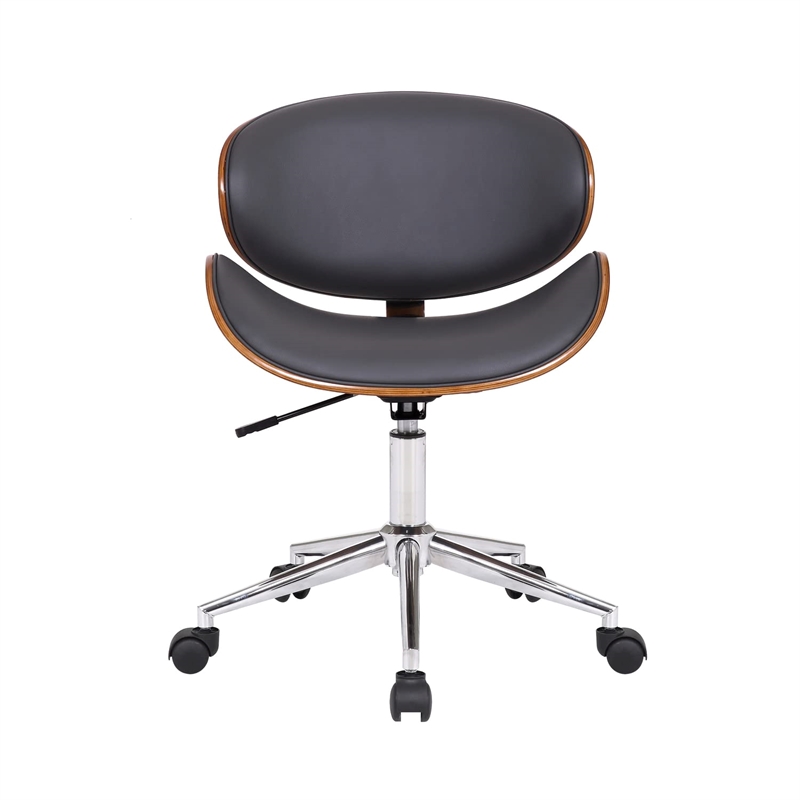 Armen Living Daphne Modern Faux Leather & Metal Office Chair in Black/Chrome