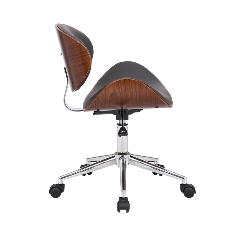 Armen Living Daphne Modern Faux Leather & Metal Office Chair in Black/Chrome