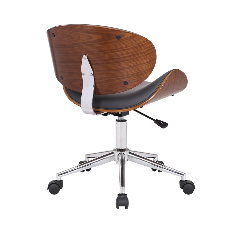 Armen Living Daphne Modern Faux Leather & Metal Office Chair in Black/Chrome