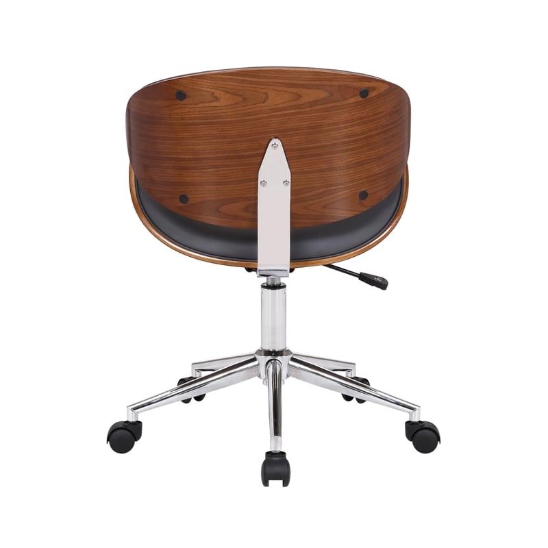 Armen Living Daphne Modern Faux Leather & Metal Office Chair in Black/Chrome