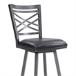 Armen Living Fargo Modern Faux Leather Swivel Kitchen Barstool in Black