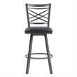 Armen Living Fargo Modern Faux Leather Swivel Kitchen Barstool in Black