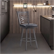 Armen Living Fargo Modern Faux Leather Swivel Kitchen Barstool in Black