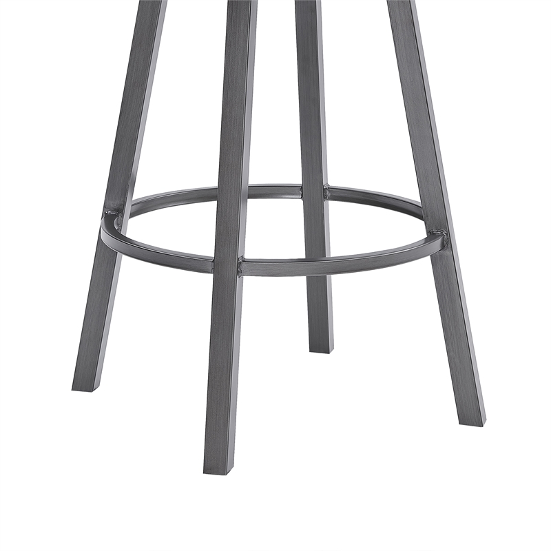 Armen Living Fargo Modern Faux Leather Swivel Kitchen Barstool in Black