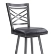 Armen Living Fargo Modern Faux Leather Swivel Kitchen Barstool in Black