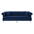 Armen Living Elegance Tufted Contemporary Velvet & Acrylic Sofa in Blue
