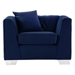 Armen Living Cambridge Velvet Chair in Rich Blue and Brushed Stainless Steel