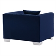 Armen Living Cambridge Velvet Chair in Rich Blue and Brushed Stainless Steel