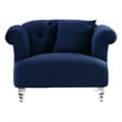 Armen Living Elegance Modern Velvet Chair with Acrylic Legs in Blue