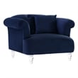 Armen Living Elegance Modern Velvet Chair with Acrylic Legs in Blue