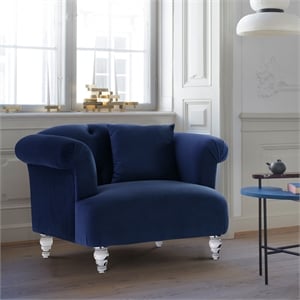 armen living elegance contemporary velvet tufted arm chair with acrylic legs