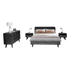 Armen Living Mohave 4-Piece Modern Wood King Bedroom Set in Tundra Gray