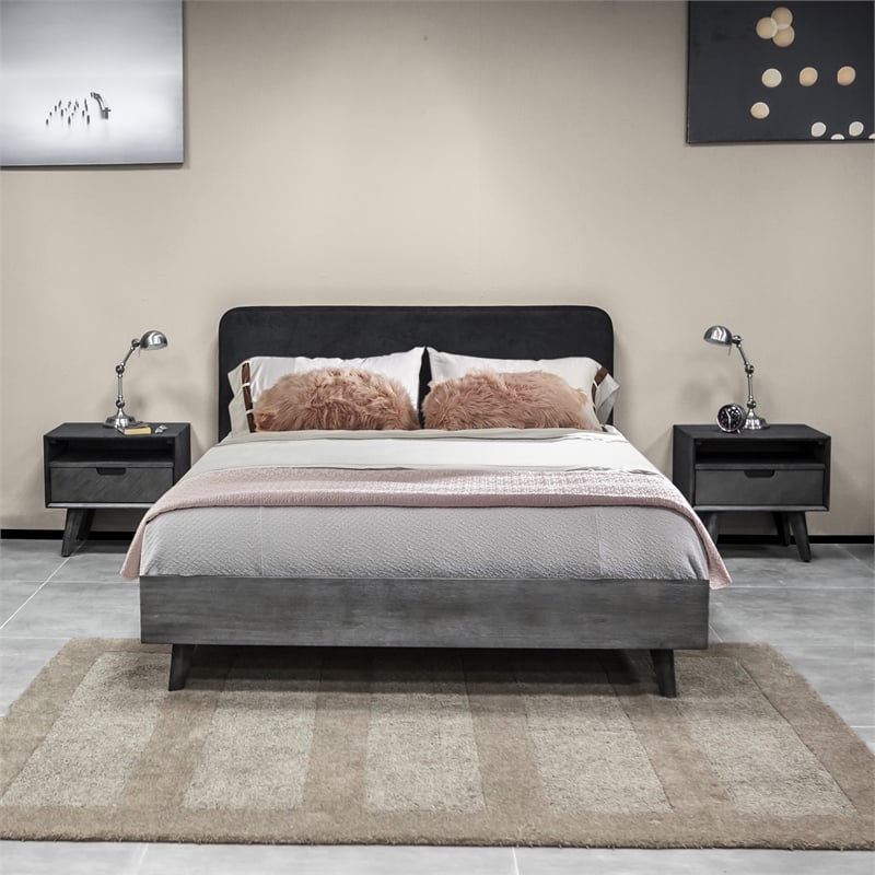 Armen Living Mohave 3-Piece Modern Wood King Bedroom Set in Tundra Gray
