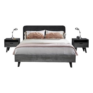 Armen Living Mohave 3-Piece Modern Wood Queen Bedroom Set in Tundra Gray