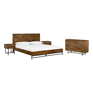 Armen Living Cusco 4-Piece Modern Wood Queen Bedroom Set in Brown/Black