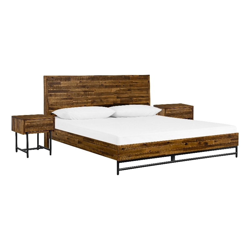 Armen Living Cusco 3-Piece Modern Wood King Bedroom Set in Brown/Black