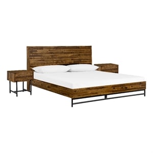 Armen Living Cusco 3-Piece Modern Wood Queen Bedroom Set in Brown/Black
