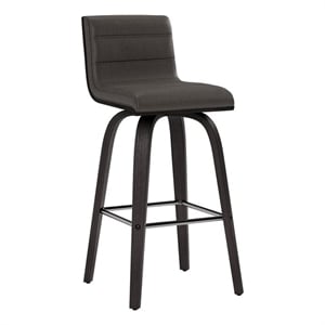 Armen Living Vienna Faux Leather Swivel Counter Stool in Gray/Brushed Black
