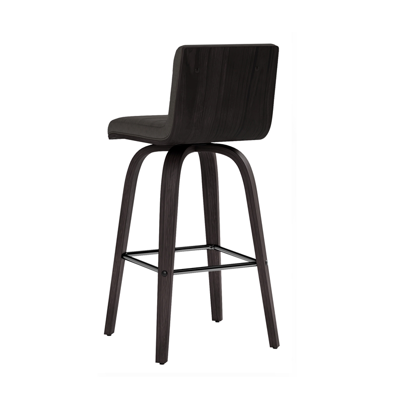 Armen Living Vienna Faux Leather Swivel Counter Stool in Gray/Brushed Black
