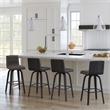 Armen Living Vienna Faux Leather Swivel Counter Stool in Gray/Brushed Black