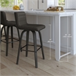 Armen Living Vienna Faux Leather Swivel Counter Stool in Gray/Brushed Black
