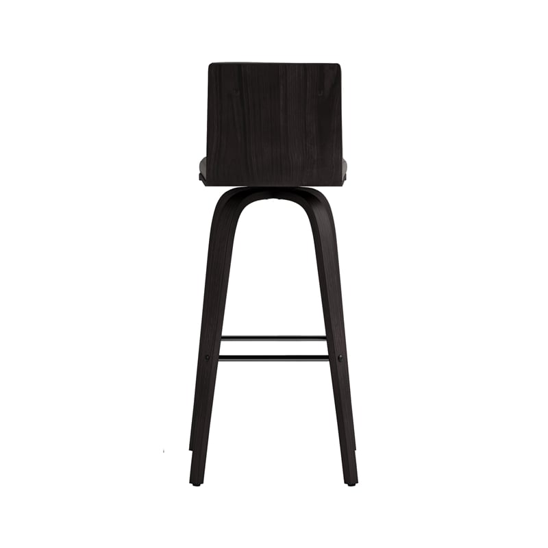 Armen Living Vienna Modern Faux Leather Swivel Barstool in Gray/Brushed Black