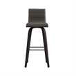 Armen Living Vienna Modern Faux Leather Swivel Barstool in Gray/Brushed Black
